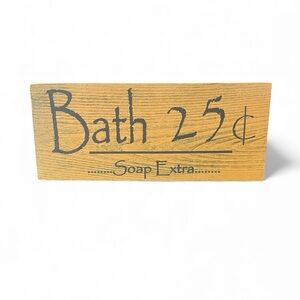 Vtg Wooden Distressed Rustic Bath Soap Sign Primitive Folk Art Decor